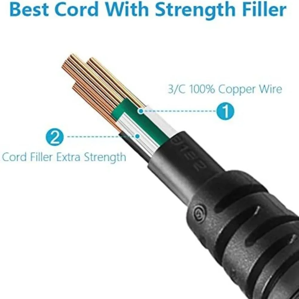 Black 10ft Extra Long AC Power Cord Universal Extension Cable Plug Replacement